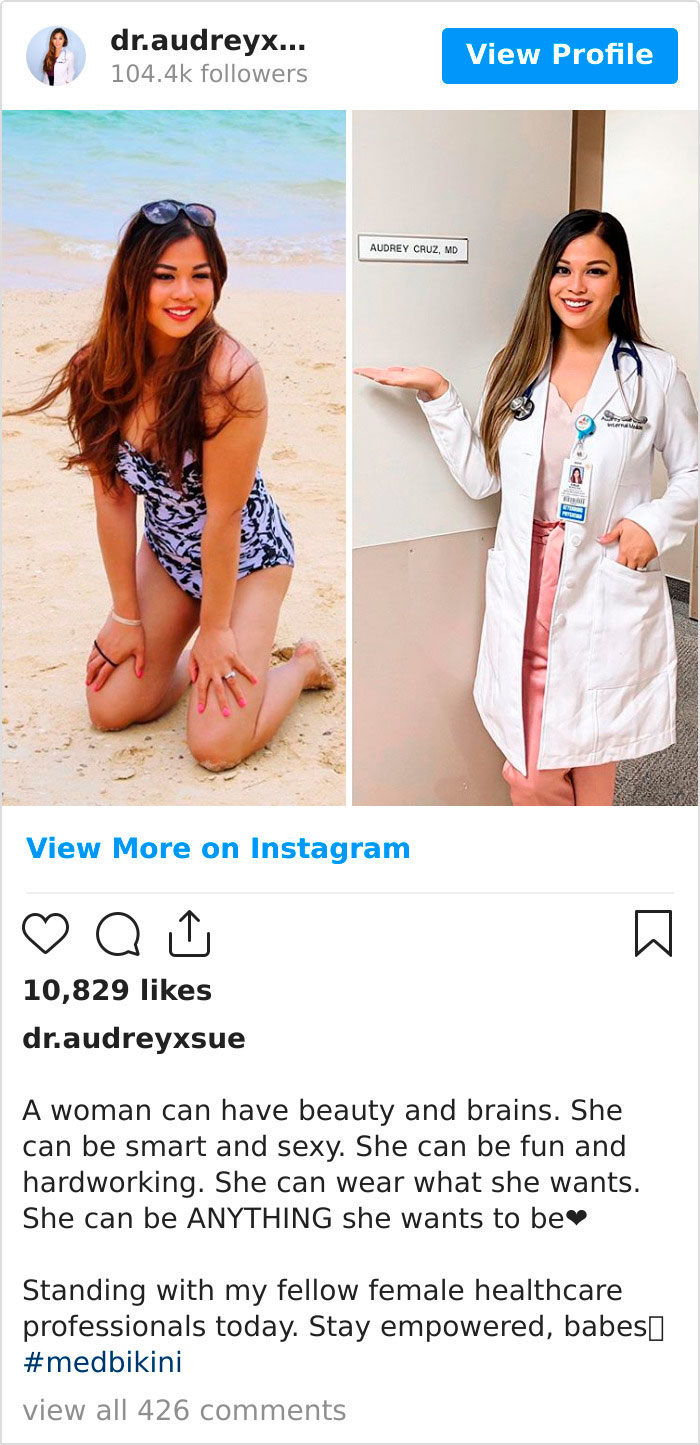 Female Medical Professionals Are Posting Pics Of Them Wearing Bikinis Vs. Work Clothes To Shame Sexist Study 10