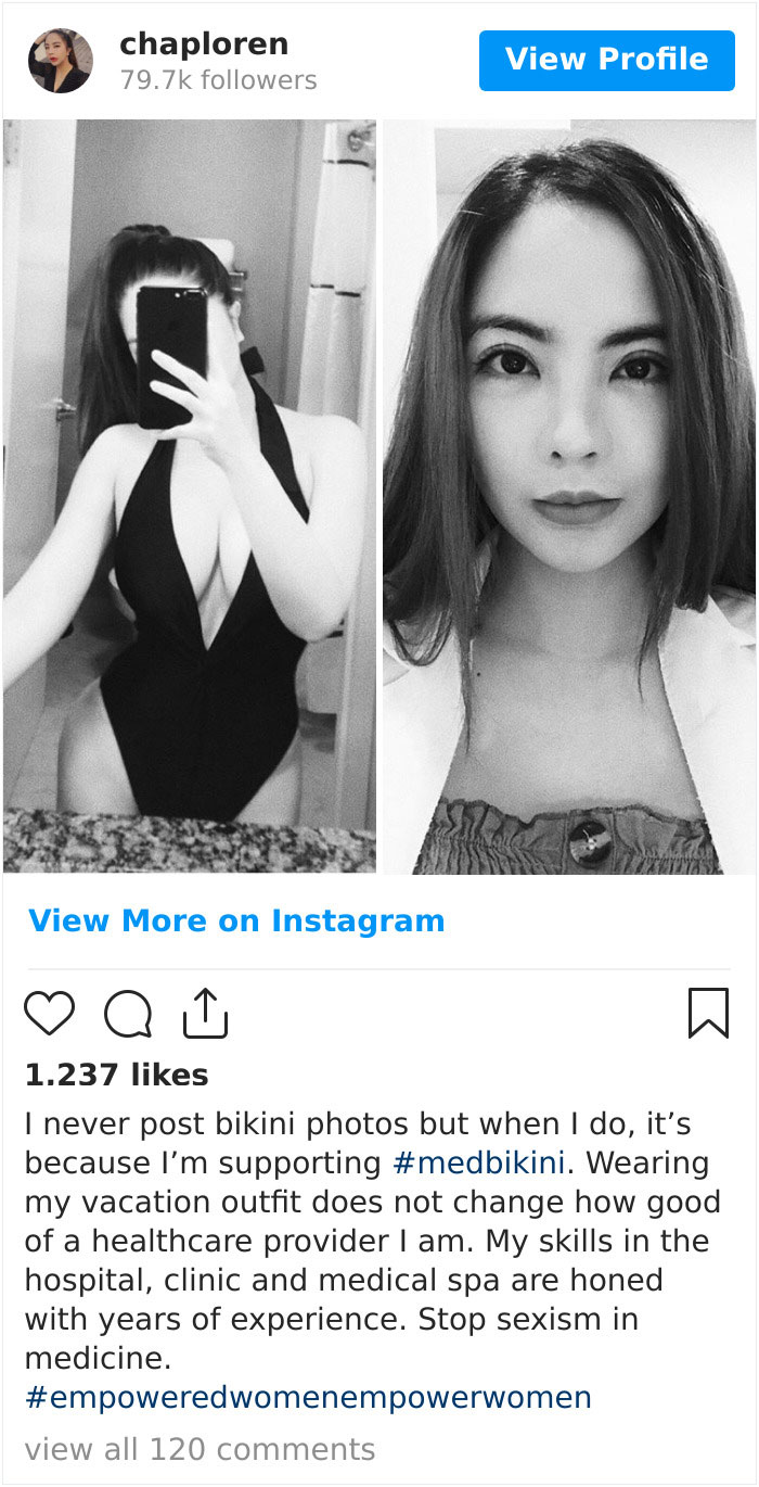 Female Medical Professionals Are Posting Pics Of Them Wearing Bikinis Vs. Work Clothes To Shame Sexist Study 8