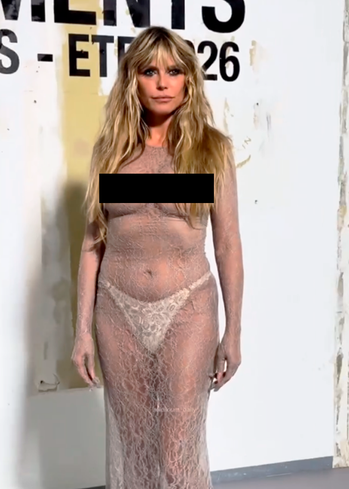 Heidi Klum’s Fully Sheer Dress With Thong Reveals More Than It Covers At Vetements Paris Show 6