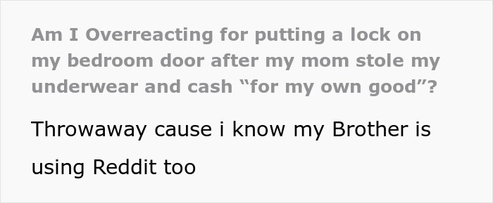 Mom “Confiscates” 22YO’s Cash, Takes Underwear As They Are ‘Immoral’, Loses It When She Installs Lock 2