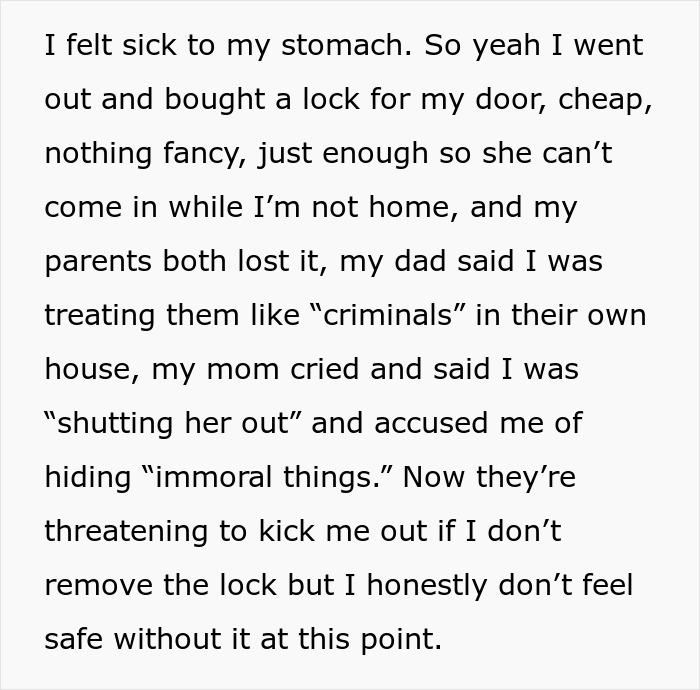 Mom “Confiscates” 22YO’s Cash, Takes Underwear As They Are ‘Immoral’, Loses It When She Installs Lock 9