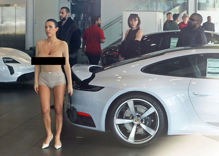 Bianca Censori Goes Porsche Shopping With Kanye West While Wearing An All-Nude Set 2