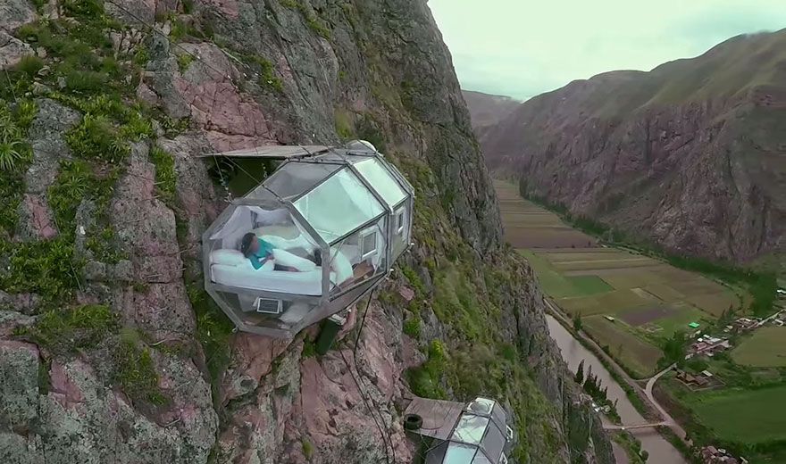 Terrifying See-Through Sleeping Capsules Hang 400 Feet Above Peru’s Sacred Valley 1