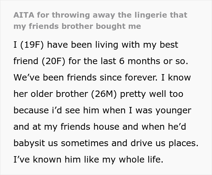 Friend’s Brother Gets Livid Over This 19 Y.O. Throwing Away His Pricey Lingerie Birthday Gift 2