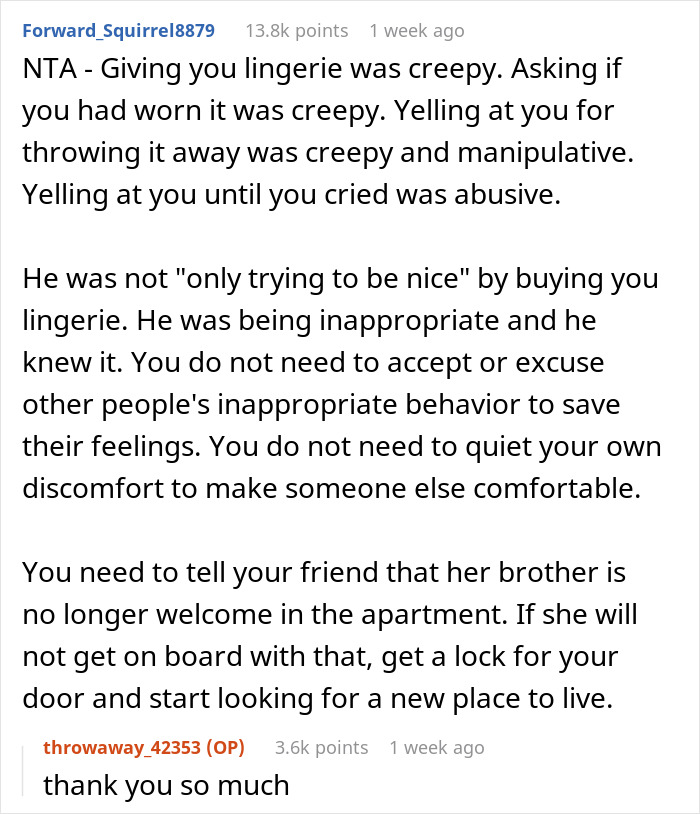 Friend’s Brother Gets Livid Over This 19 Y.O. Throwing Away His Pricey Lingerie Birthday Gift 12