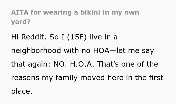 Woman Has A Problem With Neighbor’s Teen Wearing A Bikini In Private Yard, Gets Shut Up Pretty Fast 2