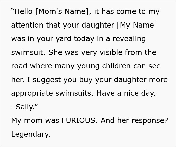 Woman Has A Problem With Neighbor’s Teen Wearing A Bikini In Private Yard, Gets Shut Up Pretty Fast 8