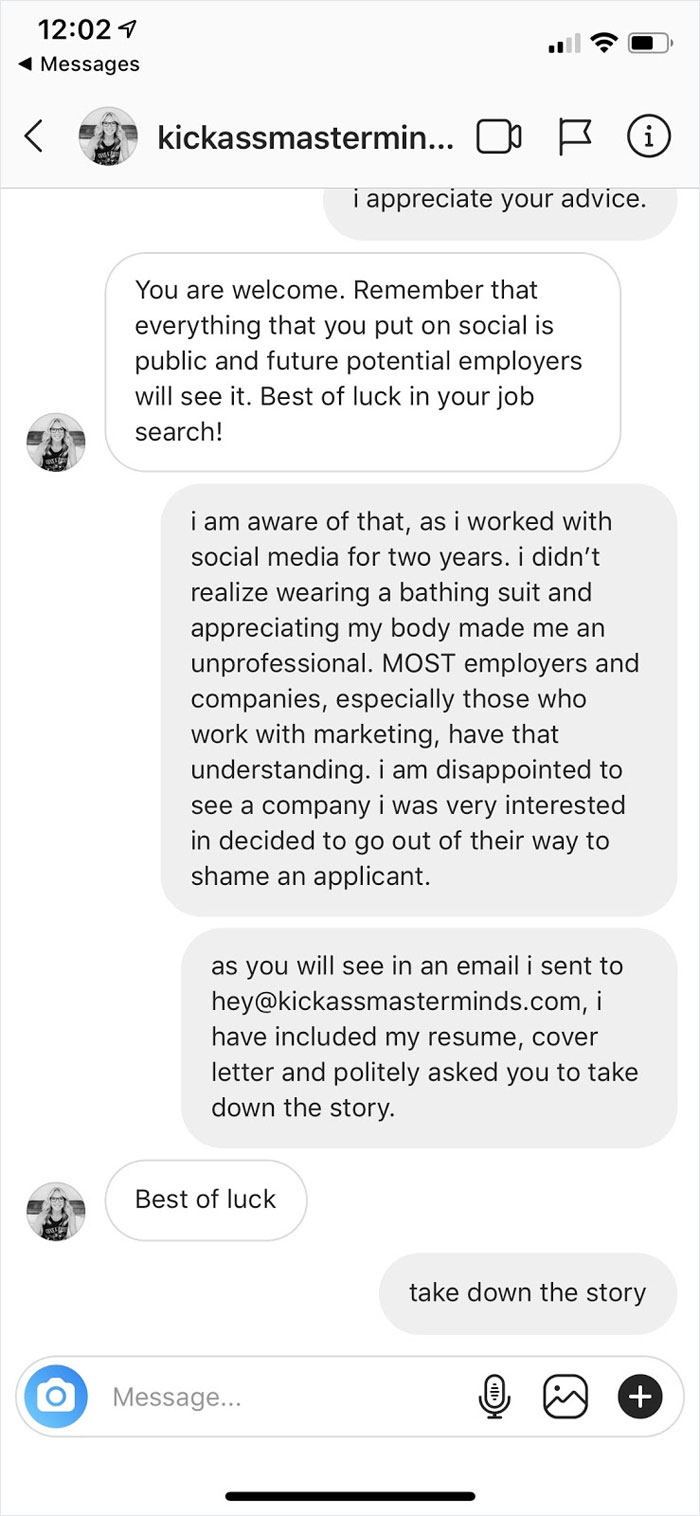 Girl Applies For Internship, But The Company Shares A Photo They Found Of Her In A Bikini, Saying She Won’t Get It 7