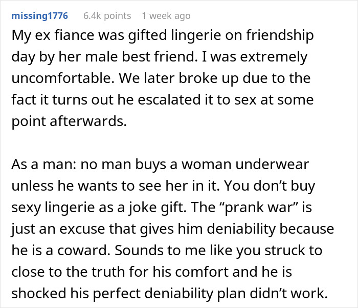 Woman Is Told She’s “Overreacting And Conservative” After Her Reaction To Lingerie Prank 13