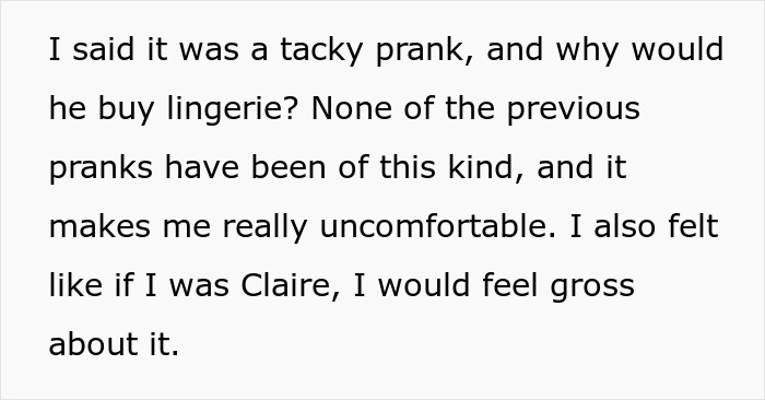 Woman Is Told She’s “Overreacting And Conservative” After Her Reaction To Lingerie Prank 5