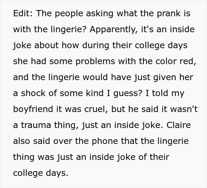Woman Is Told She’s “Overreacting And Conservative” After Her Reaction To Lingerie Prank 10