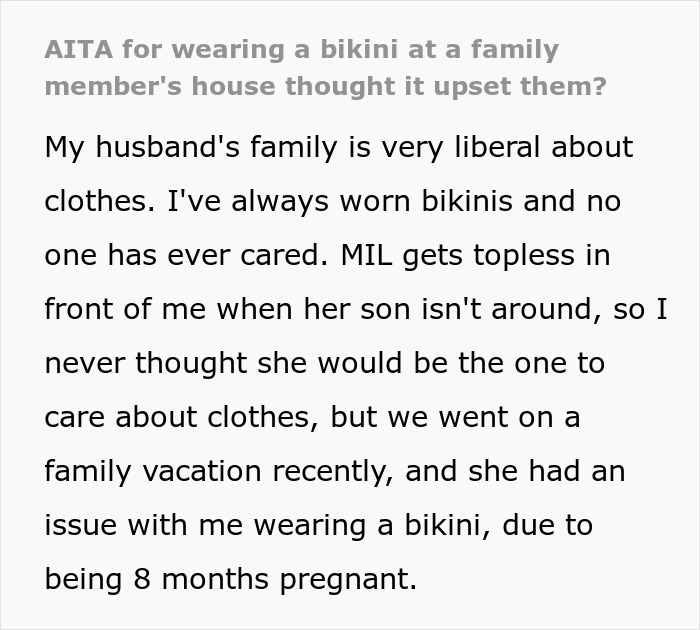 MIL Starts Drama Over Pregnant Woman Wearing A Bikini As It’s Making Her Husband Nauseous 2