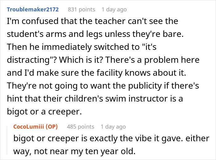 Swim Coach Insists 10YO Removes Parts Of Her Modest Swimwear Or Miss The Lesson, Parent Is Livid 15