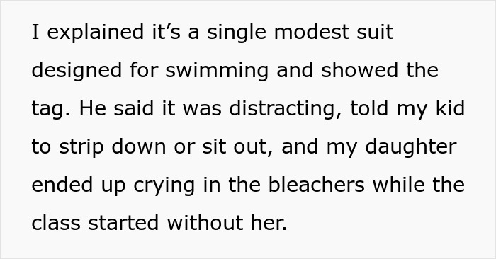 Swim Coach Insists 10YO Removes Parts Of Her Modest Swimwear Or Miss The Lesson, Parent Is Livid 6