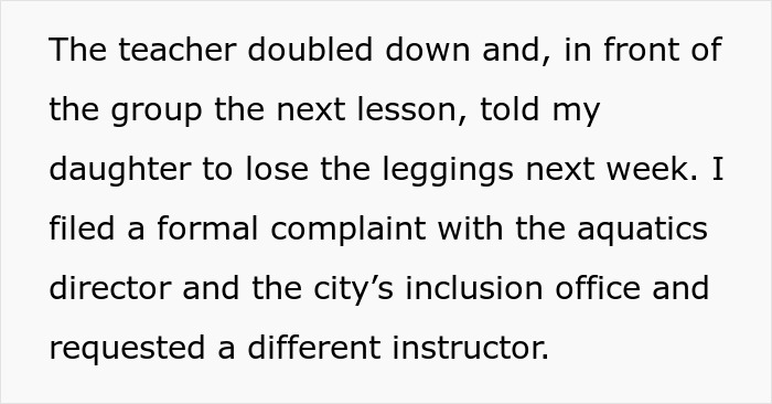 Swim Coach Insists 10YO Removes Parts Of Her Modest Swimwear Or Miss The Lesson, Parent Is Livid 10