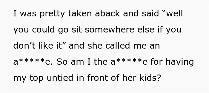 Mom Ignores 49 Empty Chairs, Sits Next To Tanning Woman And Immediately Starts A Moral Crusade 8