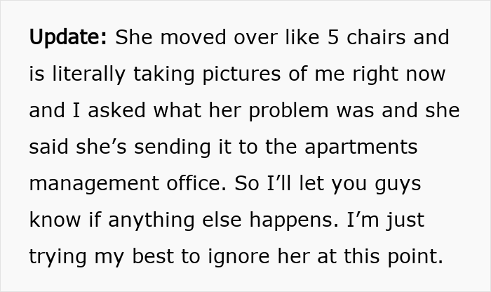 Mom Ignores 49 Empty Chairs, Sits Next To Tanning Woman And Immediately Starts A Moral Crusade 10